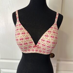 VICTORIAS SECRET PINK DAMASK BOW PRINT IPEX LINED NO WIRE BRA